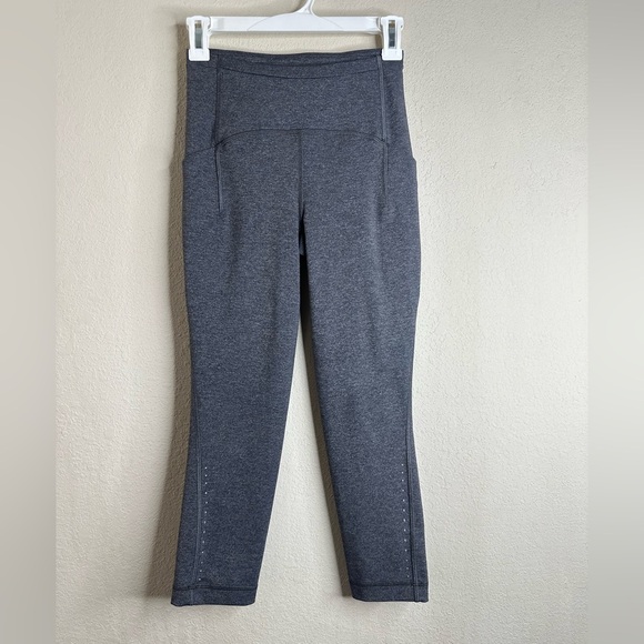 Lululemon Swift Speed High-Rise Crop W6BKMS 21" Heathered Black size 4 - Picture 4 of 5